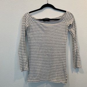 Gray striped Club Monaco boat neck 3/4 sleeves. Small.